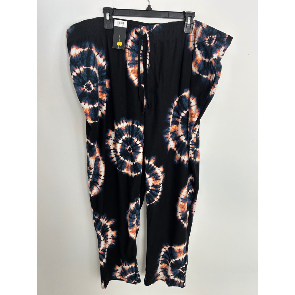 NWT Mens Tie Dye Lounge Pants Black Orange Sunburst 3XL 48-50 New Casual Wear